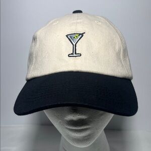 Two-Tone Cream and Black Hat with Martini Embroidery